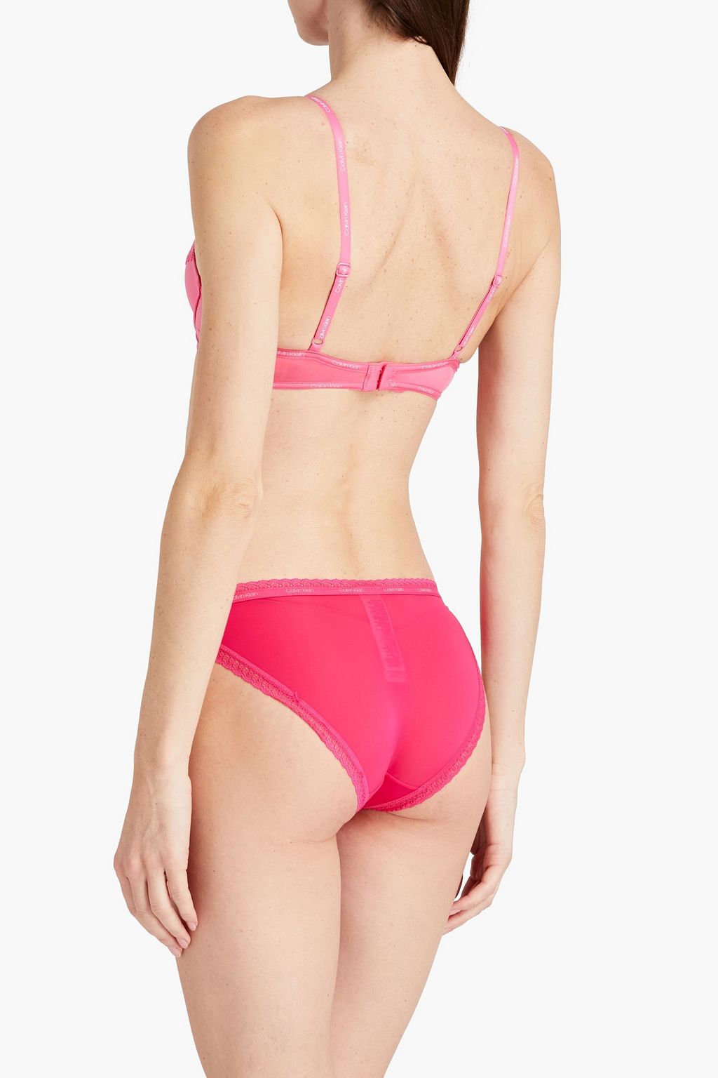 CALVIN KLEIN Lace-trimmed jersey balconette bra