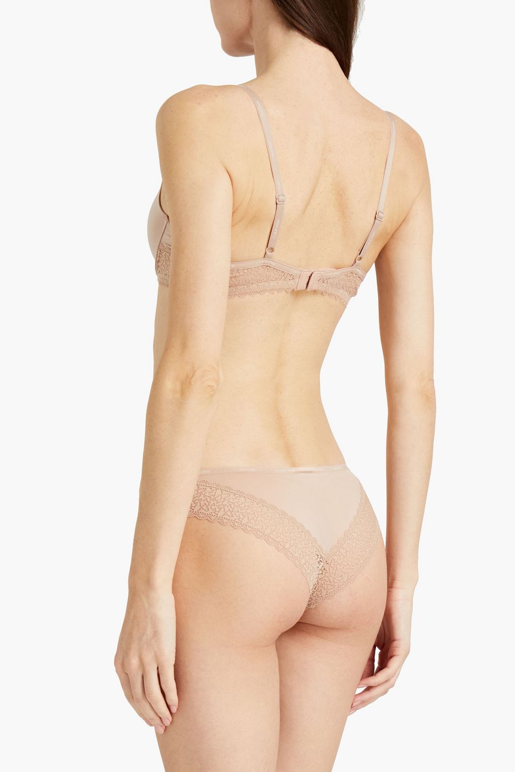 CALVIN KLEIN Lace-trimmed stretch-jersey balconette bra