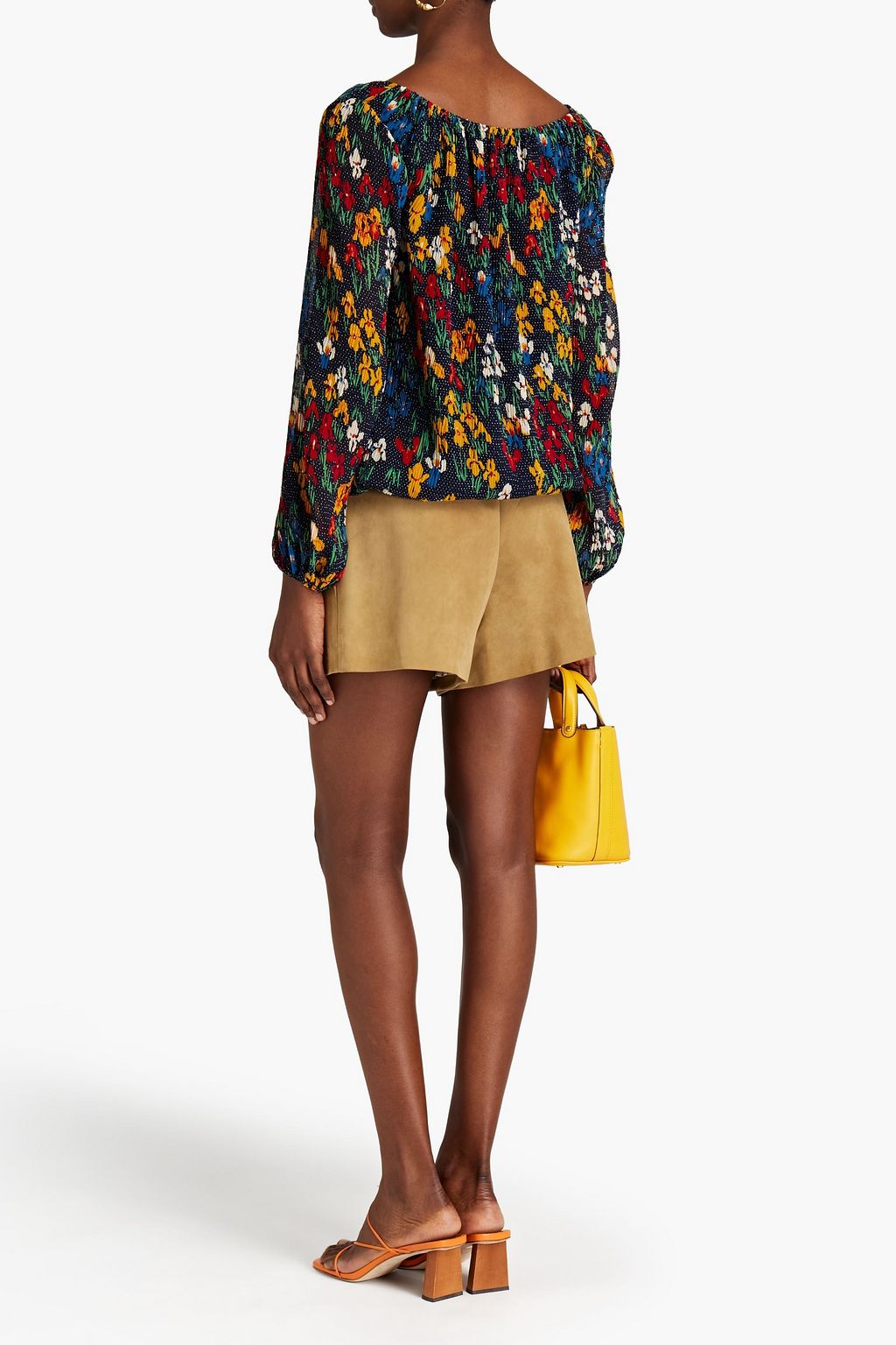 TORY BURCH Josephine floral-print plissé crepe de chine blouse