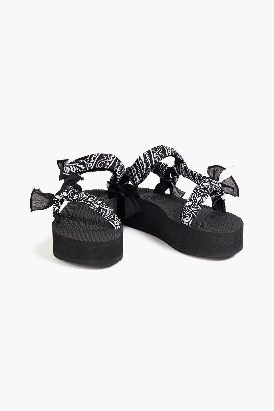 Arizona Love Trekky Printed Gauze-trimmed Canvas Platform Sandals In Black