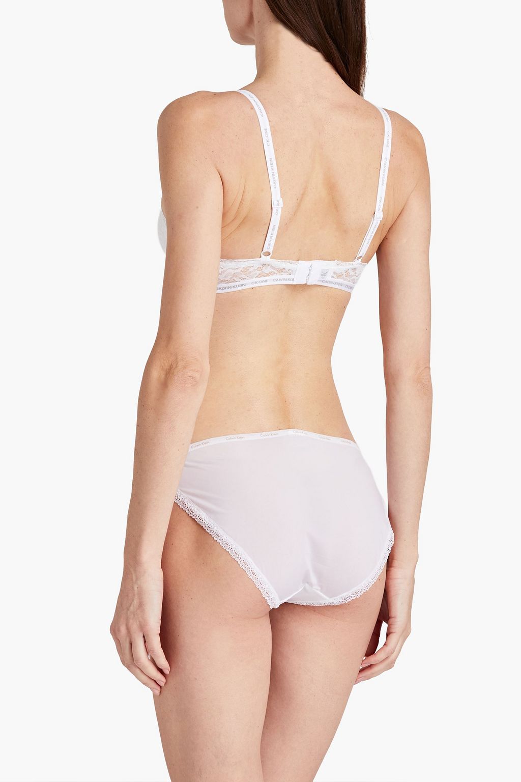 CALVIN KLEIN Lace-trimmed stretch-jersey low-rise briefs