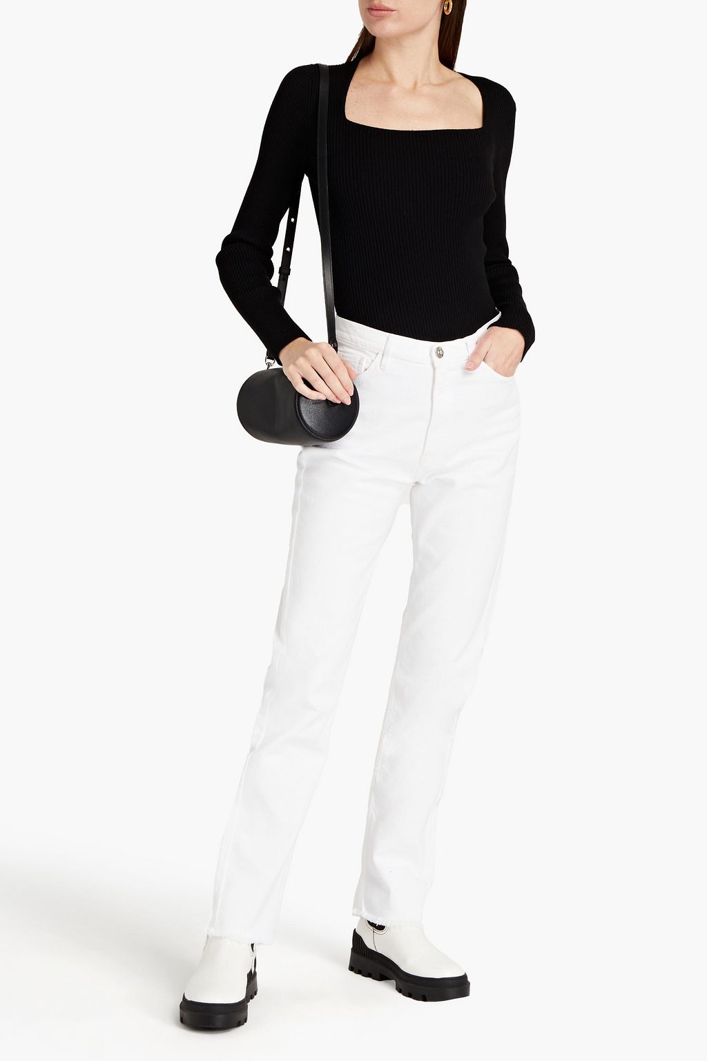 3X1 NYC Frayed high-rise straight-leg jeans