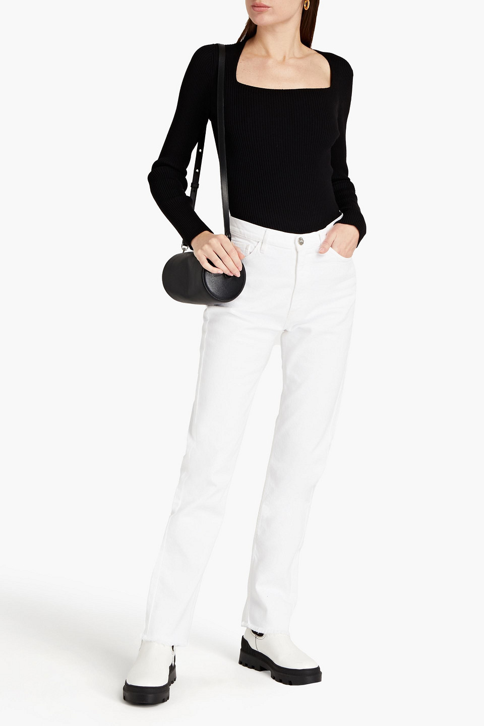 3x1 Frayed High-rise Straight-leg Jeans In White