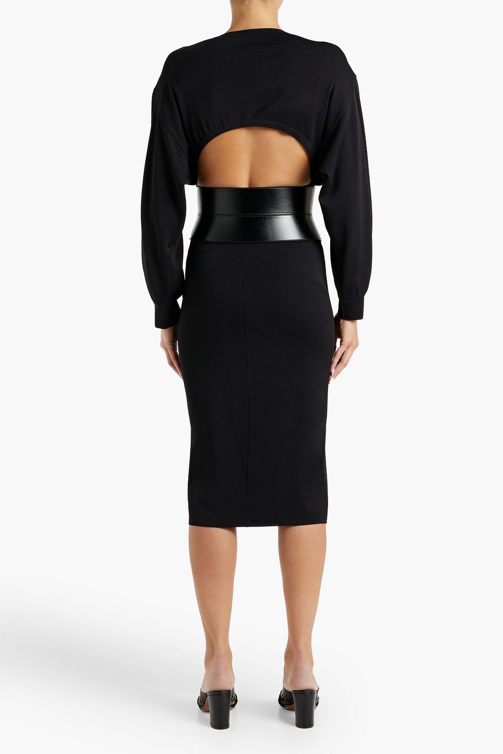 ALAÏA Cutout gathered stretch-knit dress