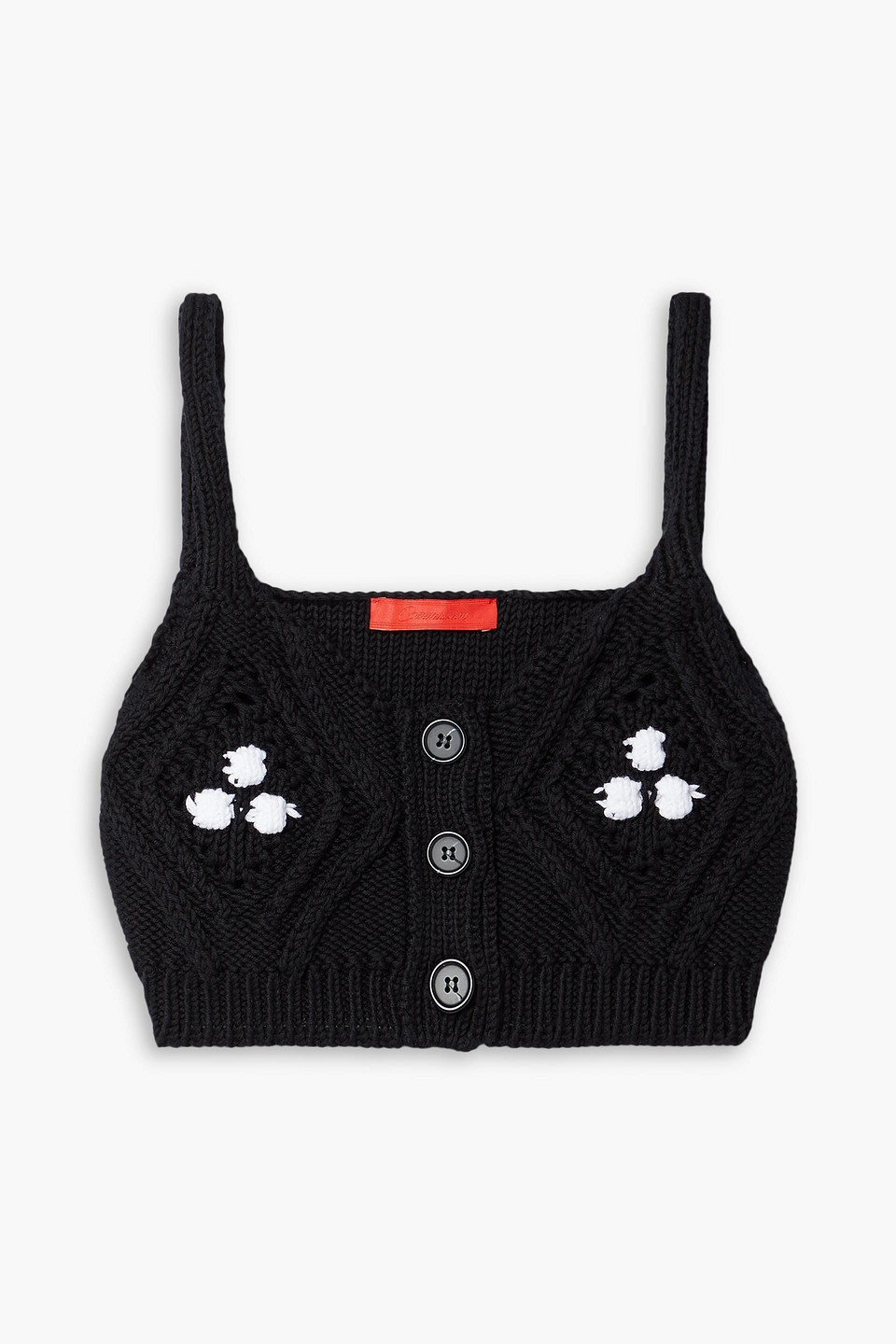 Cable-knit cotton bra top