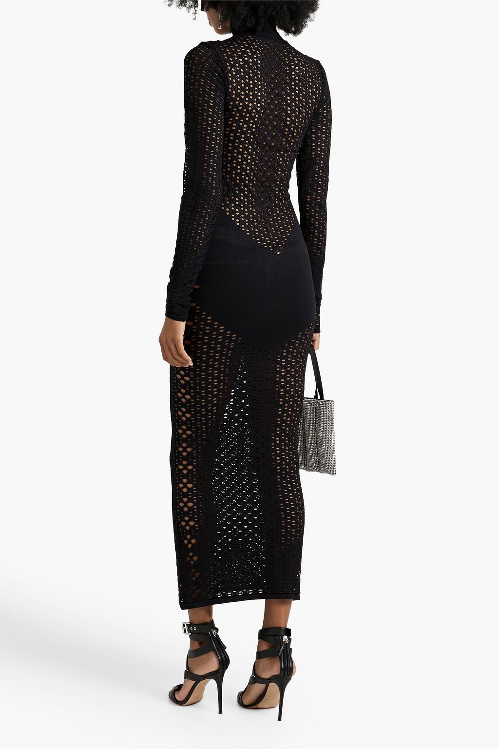 DION LEE Open and stretch-knit turtleneck midi dress