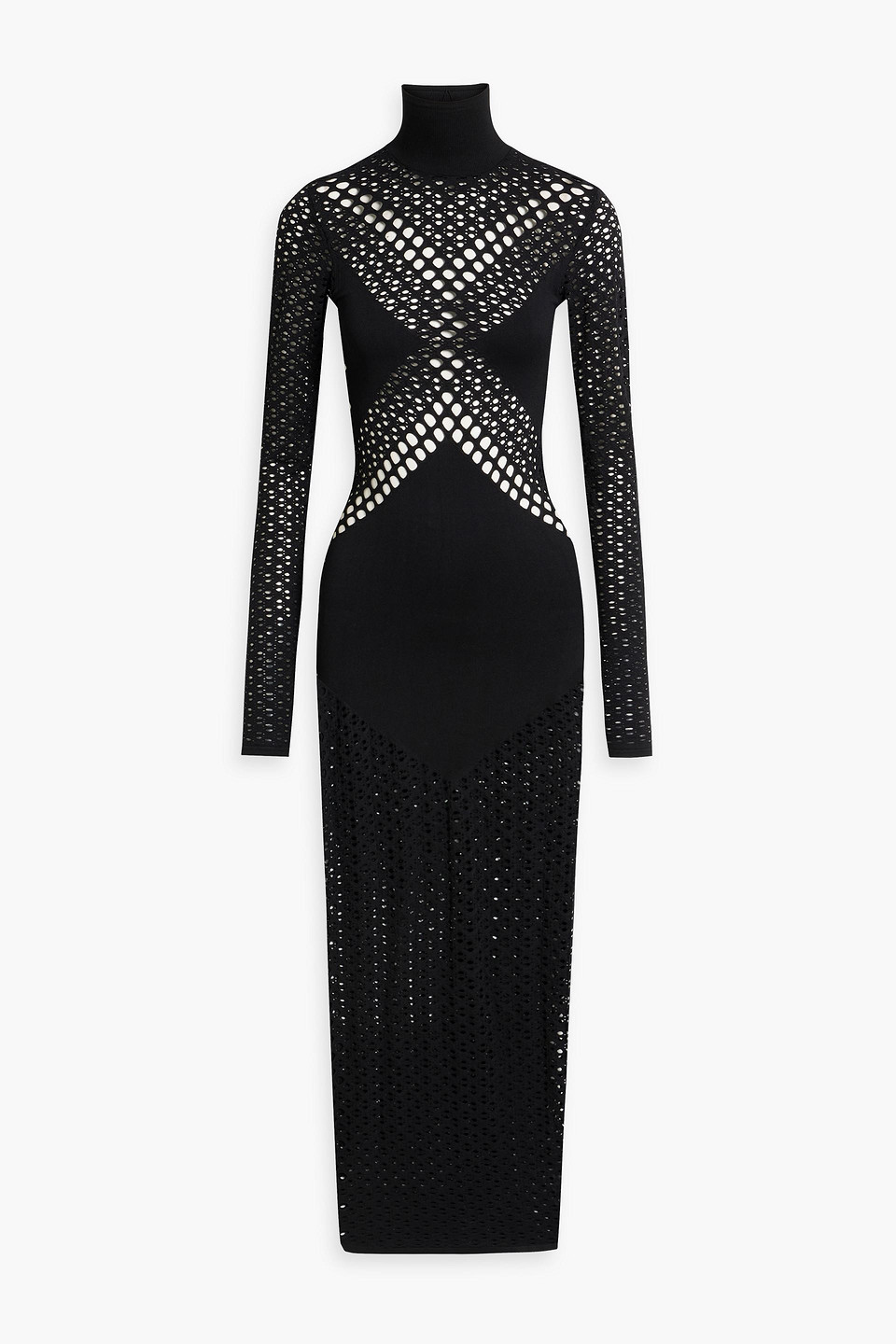 Dion Lee Open And Stretch-knit Turtleneck Midi Dress In Black