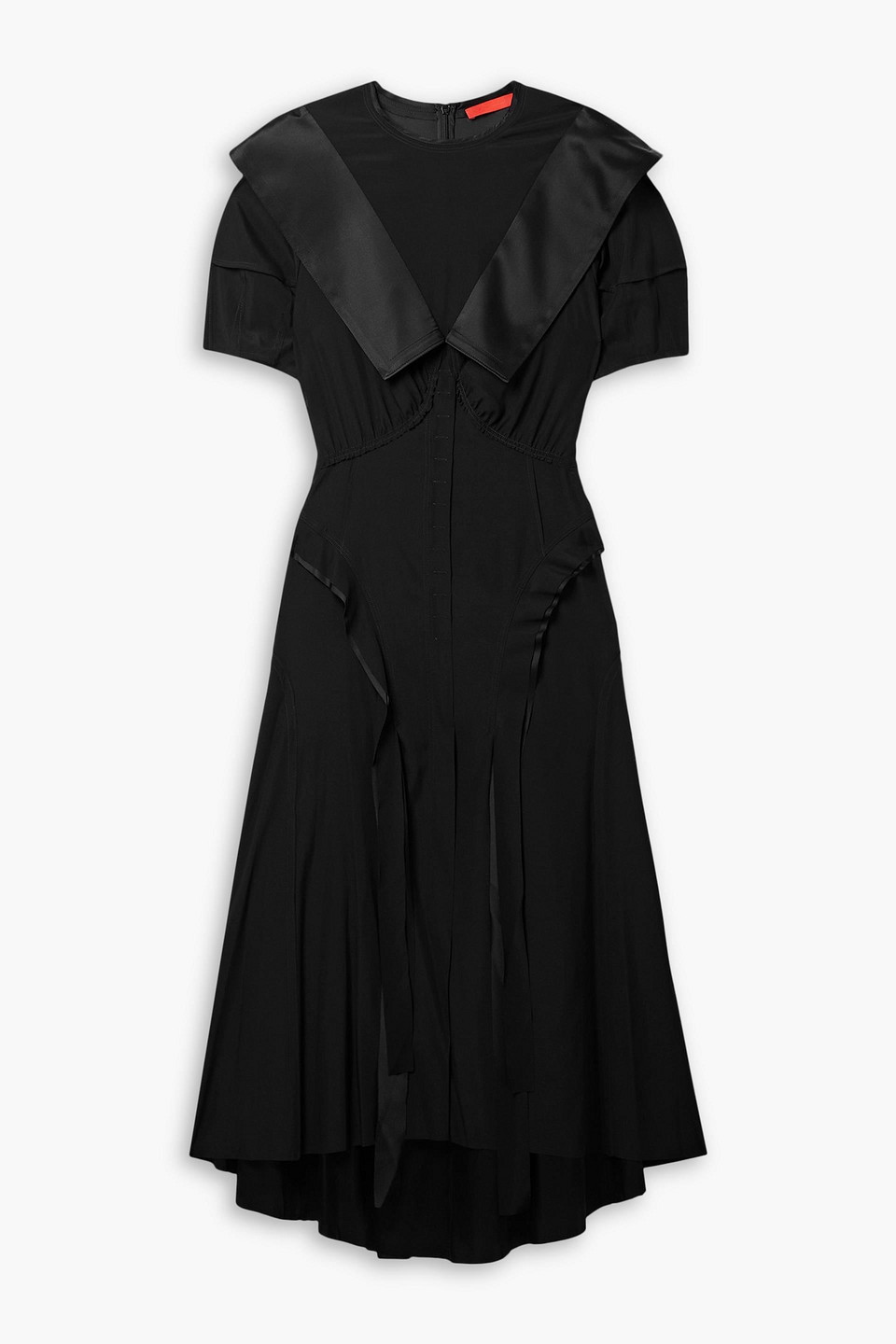 Assembly asymmetric ruffled gathered stretch-silk midi dress