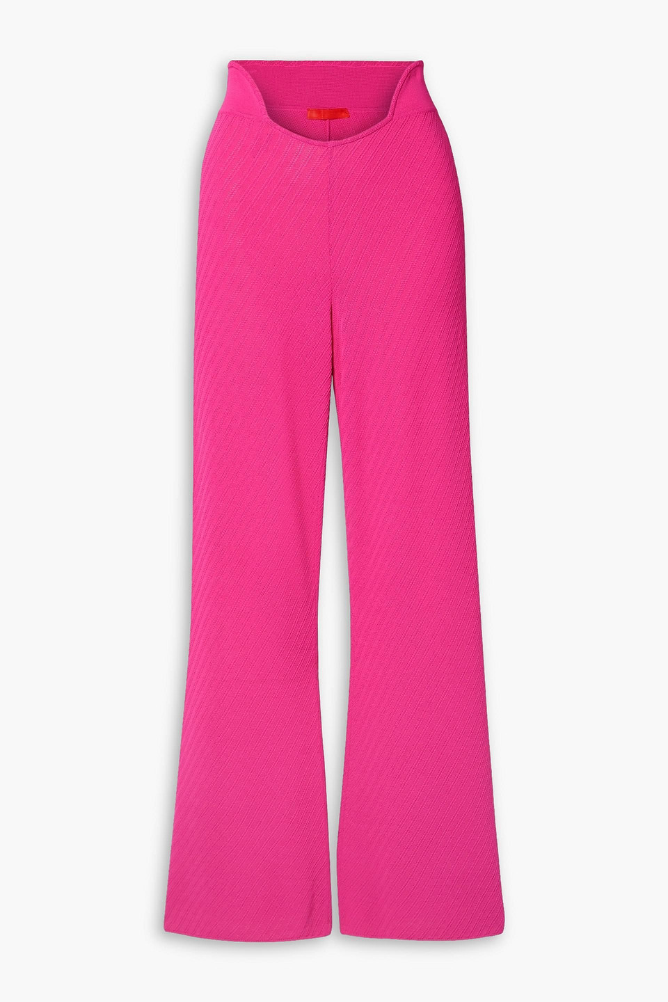 Heather pointelle-knit flared pants