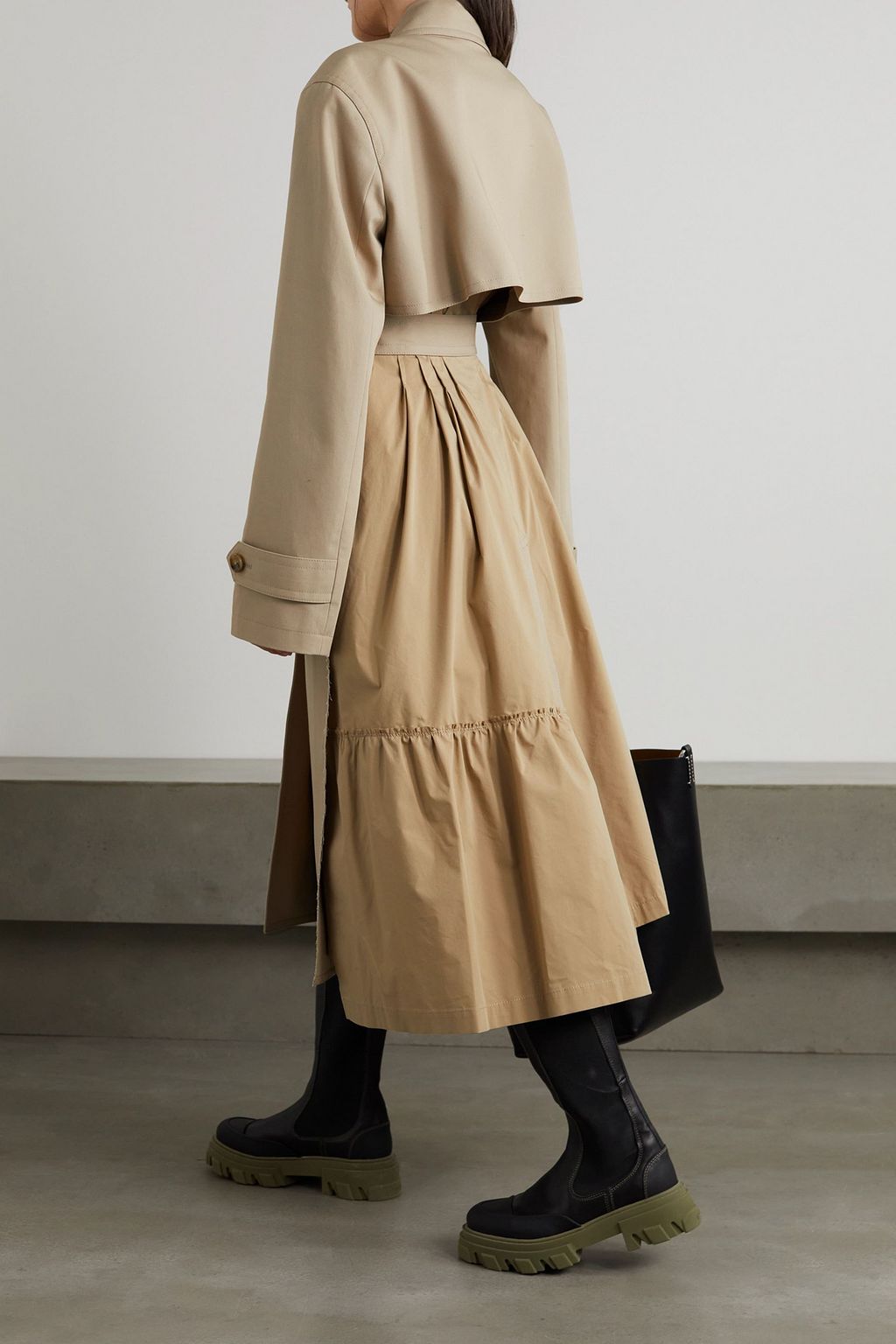 COMMISSION Versa ruffled poplin and cotton-gabardine trench coat