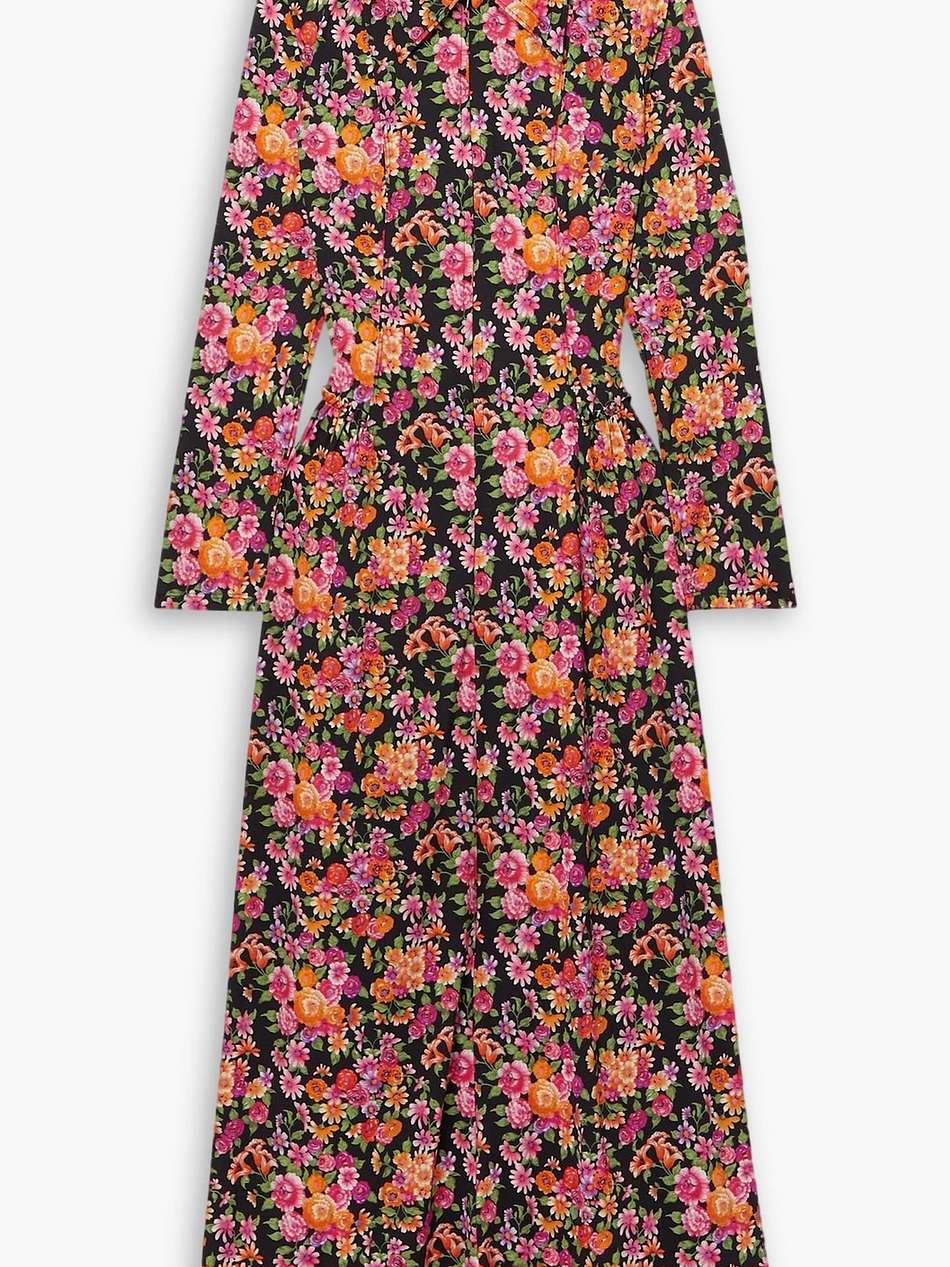 dean open-back floral-print stretch-crepe maxi shirt dress