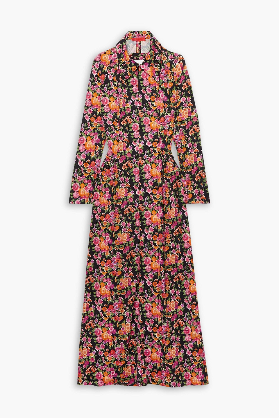 Dean open-back floral-print stretch-crepe maxi shirt dress