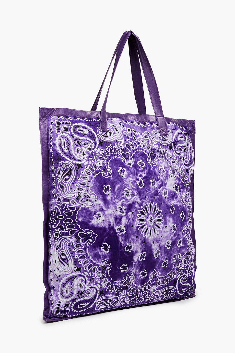 Arizona Love Leather-trimmed Printed Cotton-gauze Tote In Purple