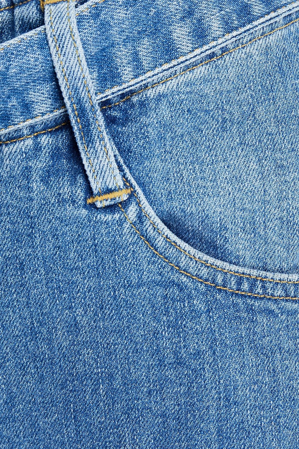 3X1 NYC Cropped belted high-rise tapered jeans