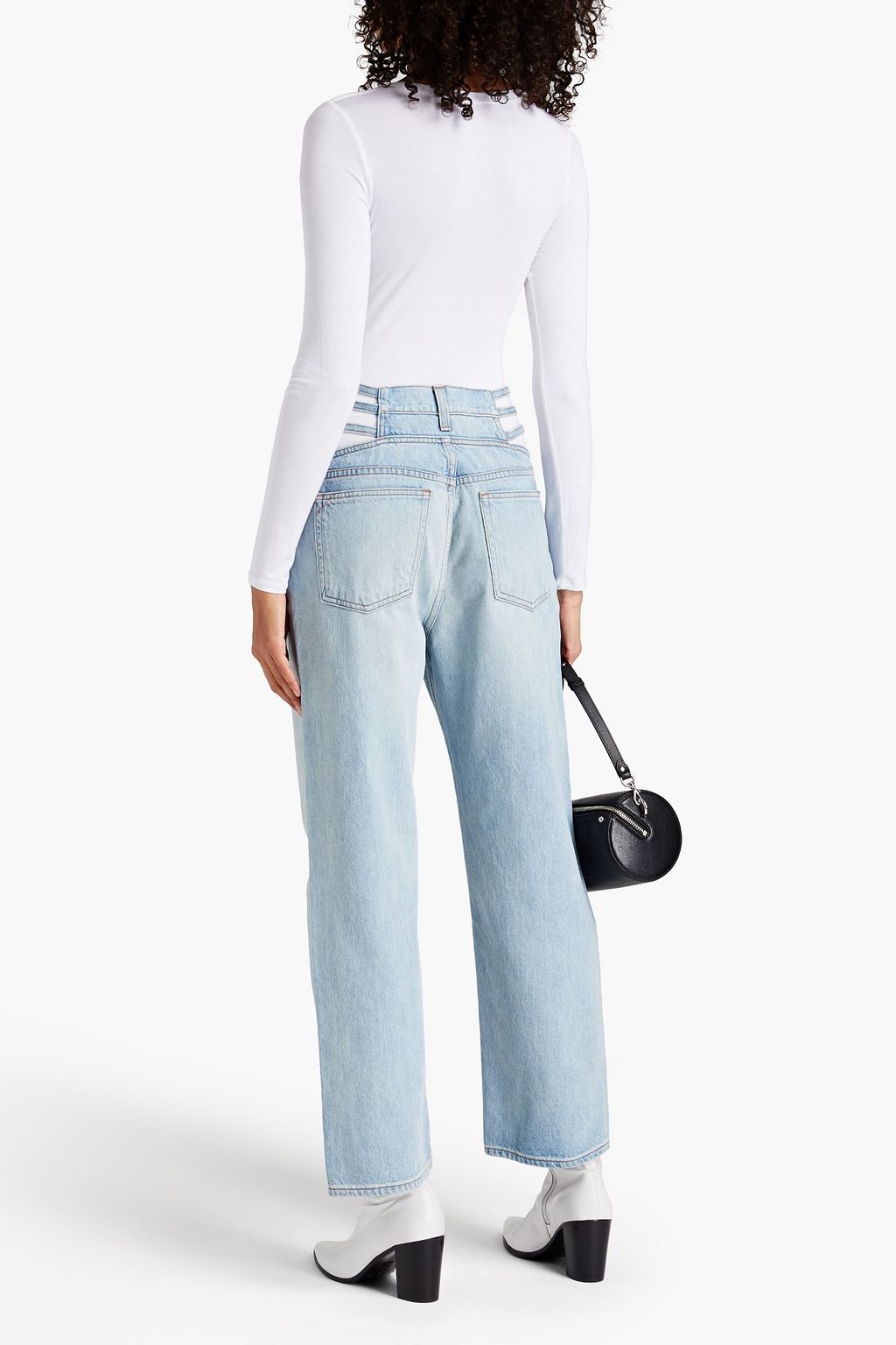 3X1 NYC Cropped striped high-rise straight-leg jeans