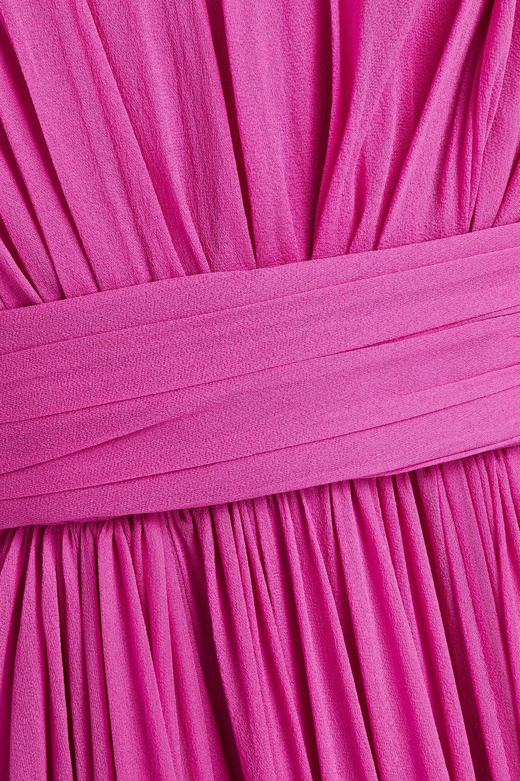 ALBERTA FERRETTI Gathered silk-georgette gown