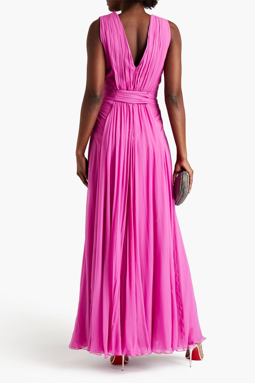 ALBERTA FERRETTI Gathered silk-georgette gown