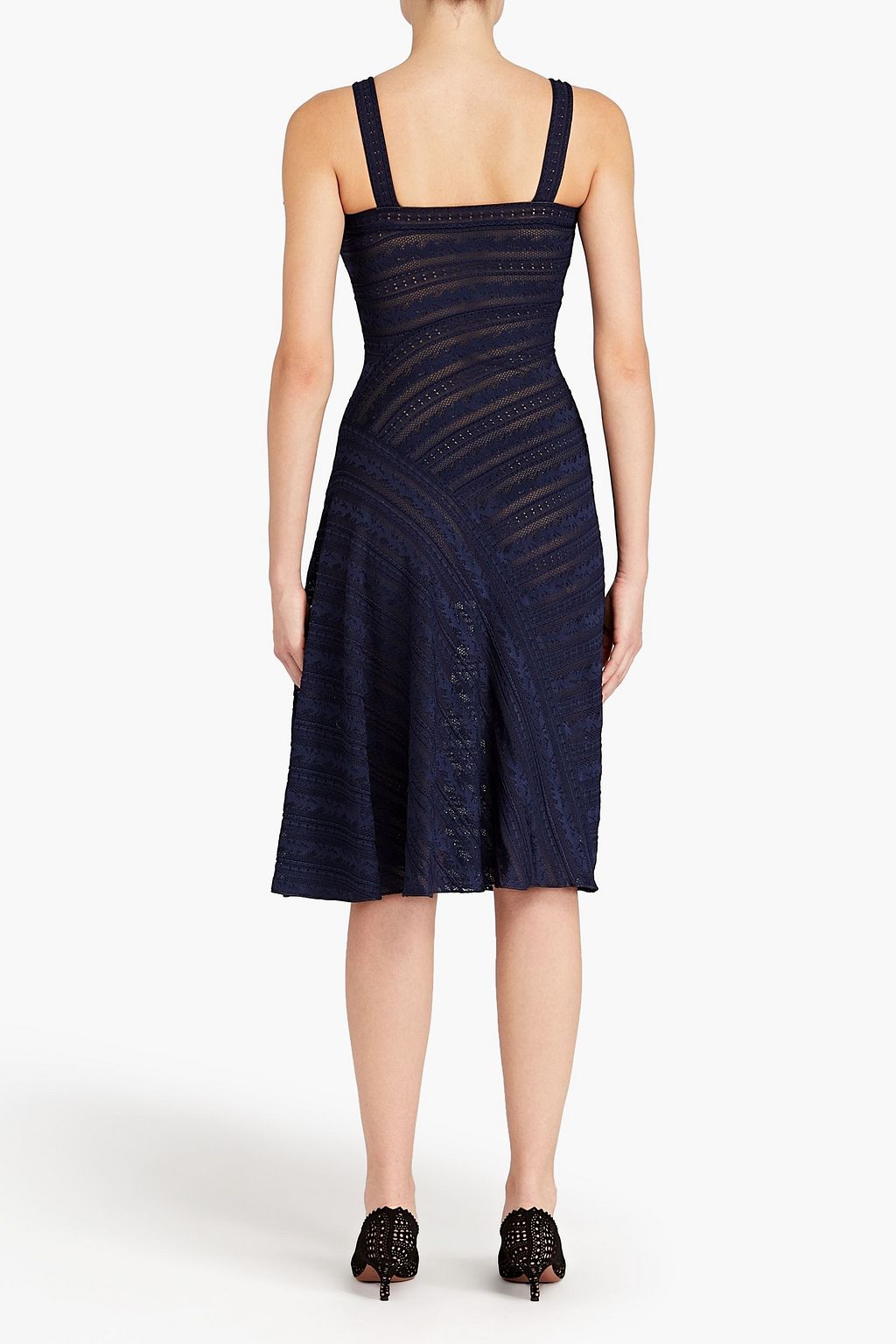 ALAÏA Pointelle-trimmed crochet-knit dress