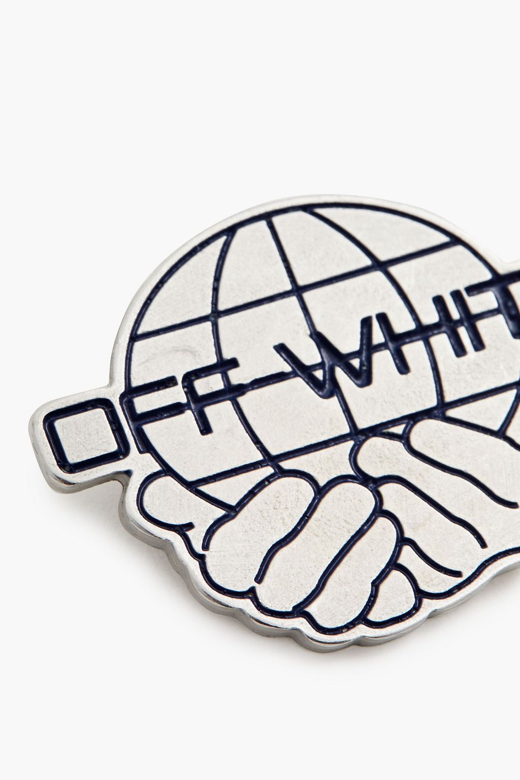 OFF-WHITE™ Embossed silver-tone brooch