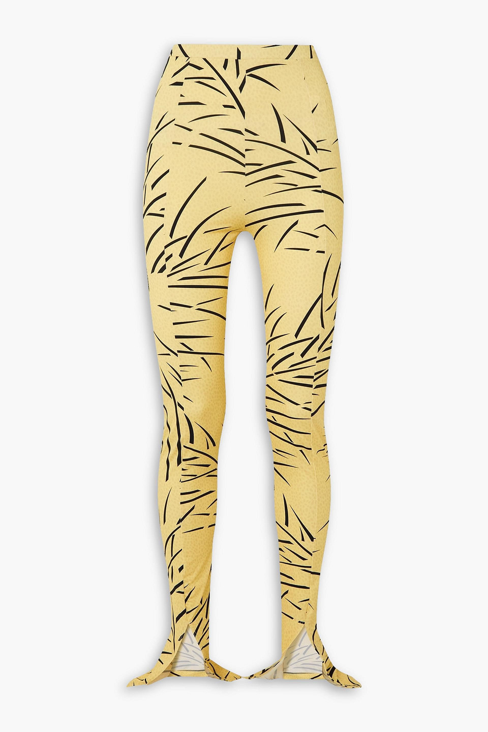 Rodarte Printed Stretch-crepe Leggings In Pastel Yellow