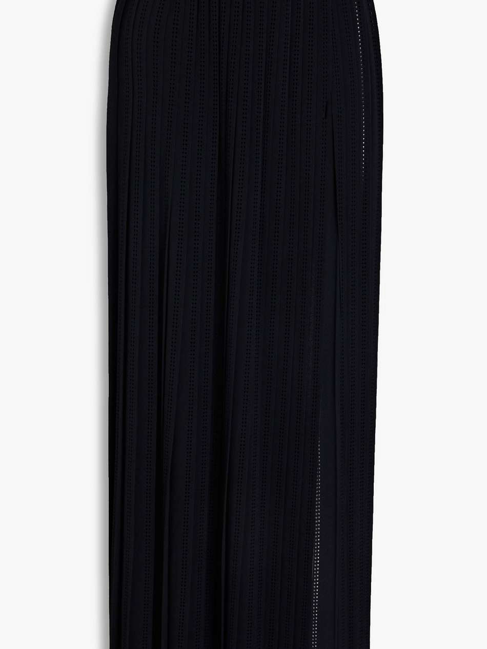 pleated pointelle-knit maxi skirt