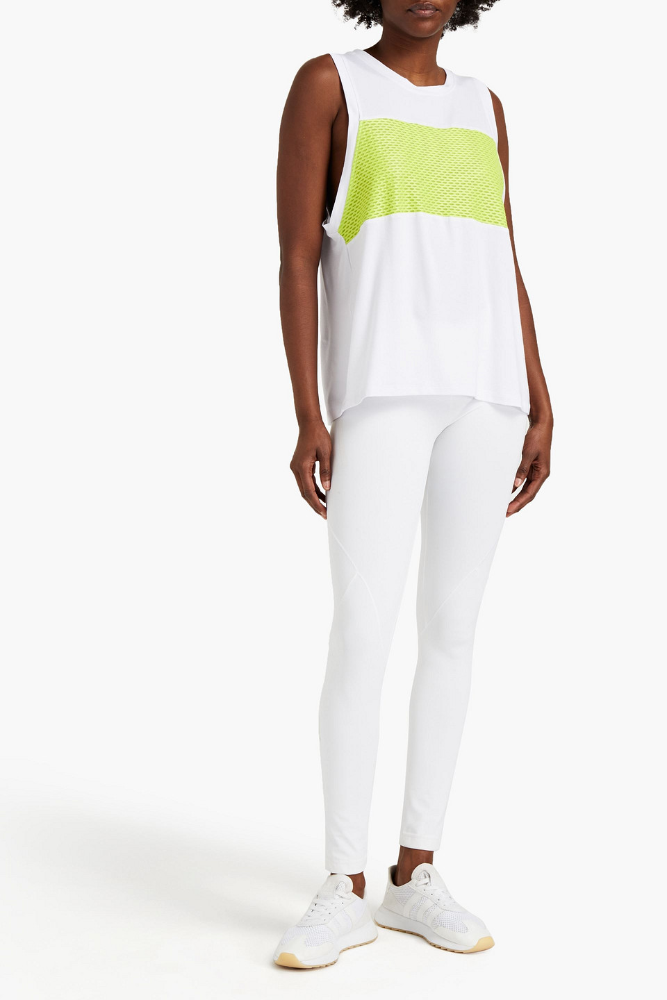Koral Skyline Brisa Mesh-paneled Modal-blend Jersey Tank In White