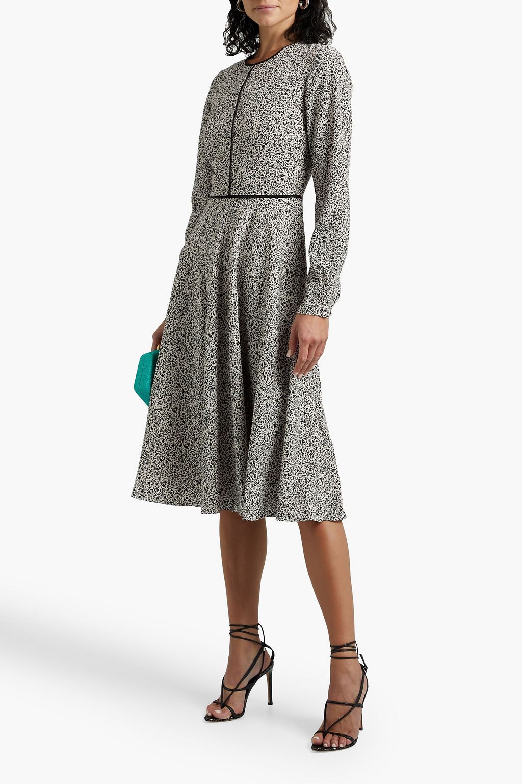 MIKAEL AGHAL Flared floral-print crepe de chine dress