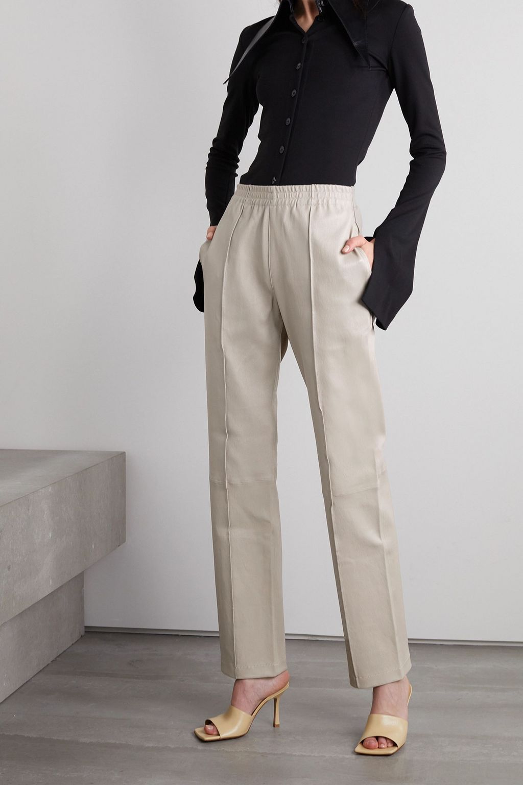 SPRWMN Paneled leather track pants