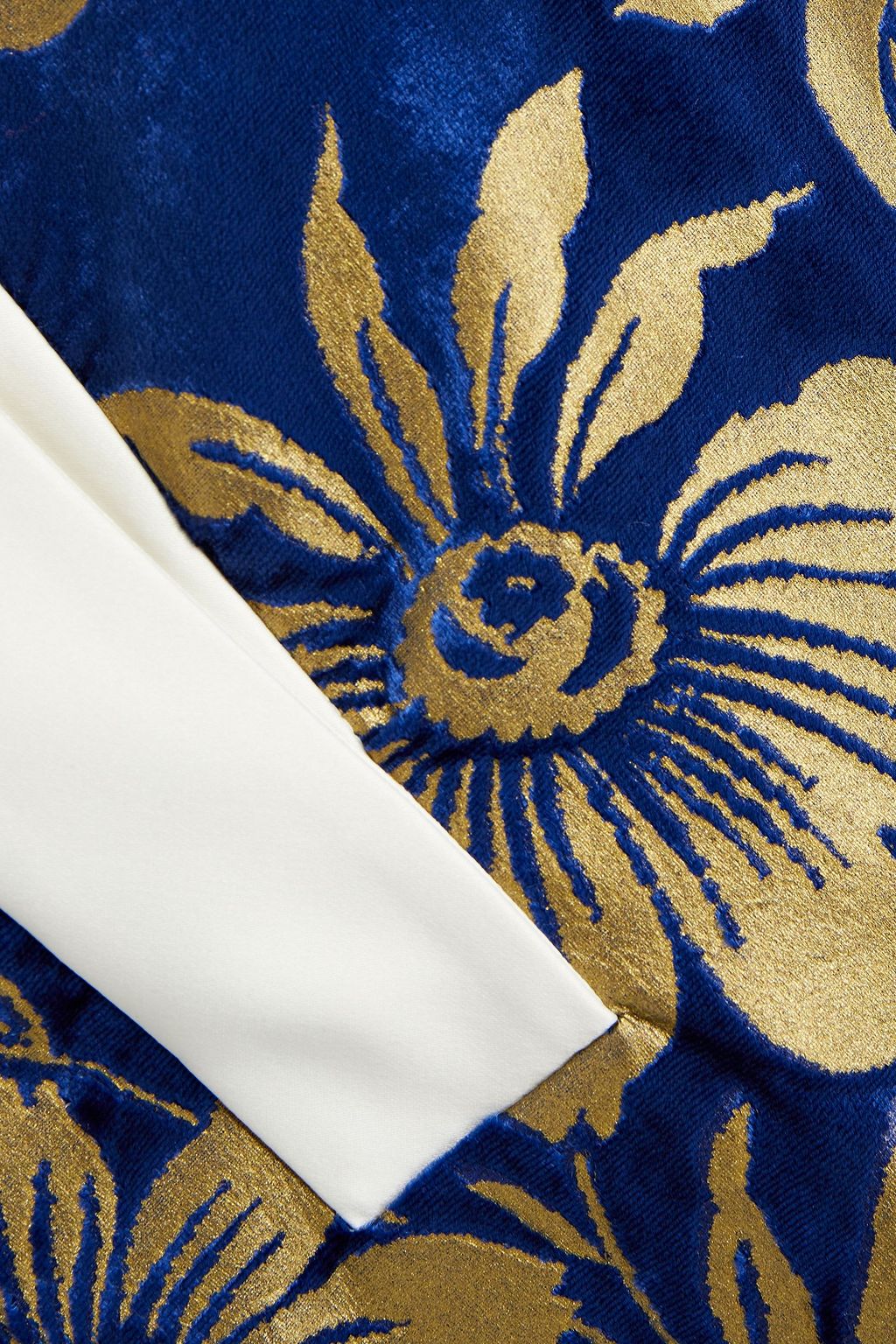 TORY BURCH Thelma satin-trimmed devoré-velvet mini dress