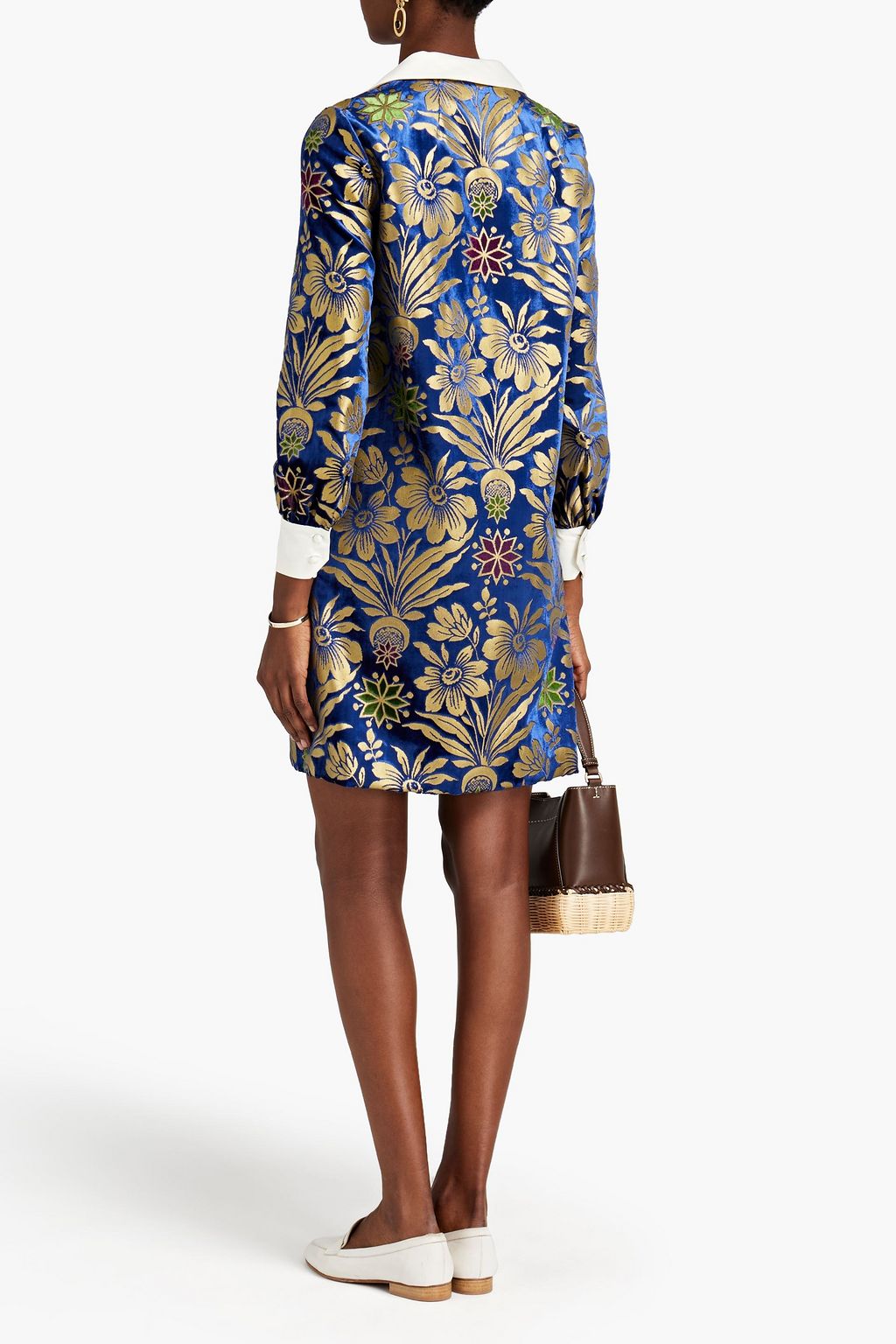 TORY BURCH Thelma satin-trimmed devoré-velvet mini dress