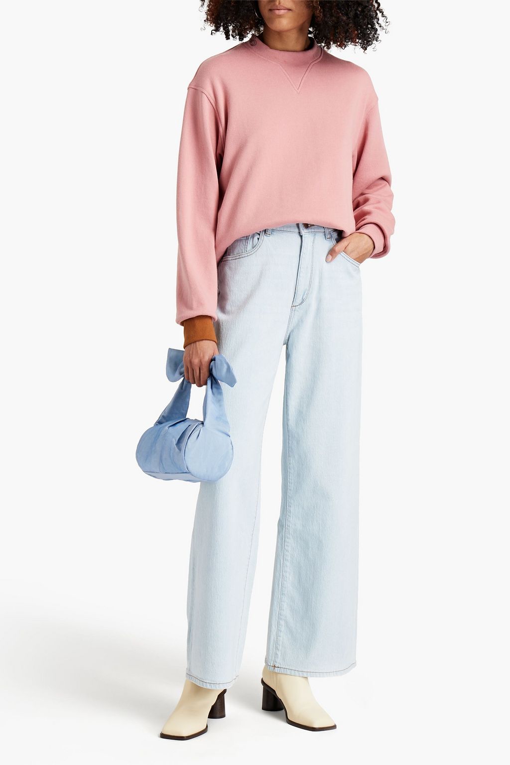 REJINA PYO Drew two-tone organic French cotton-terry sweatshirt