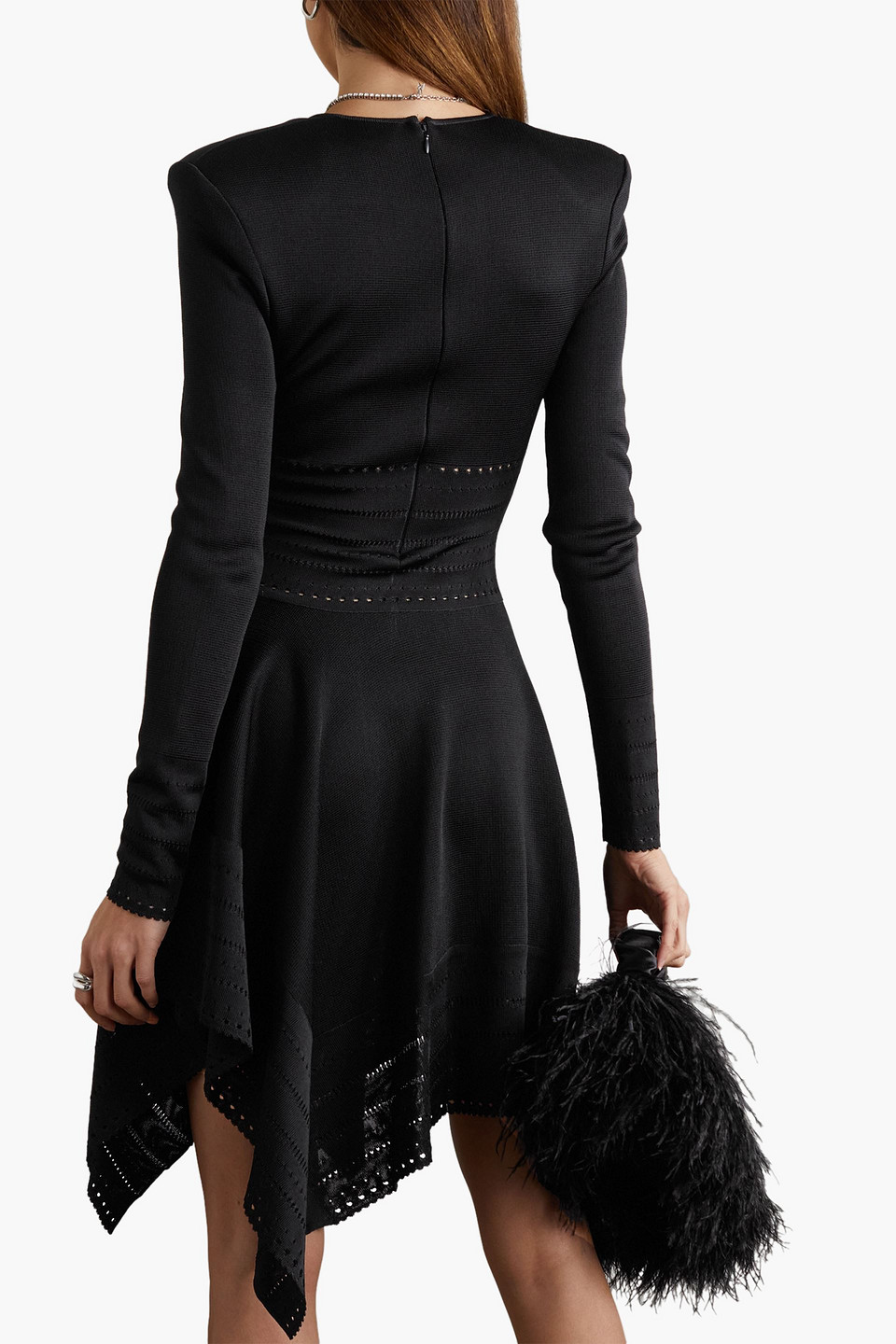 Shop Alexandre Vauthier Asymmetric Stretch-knit Dress In Black