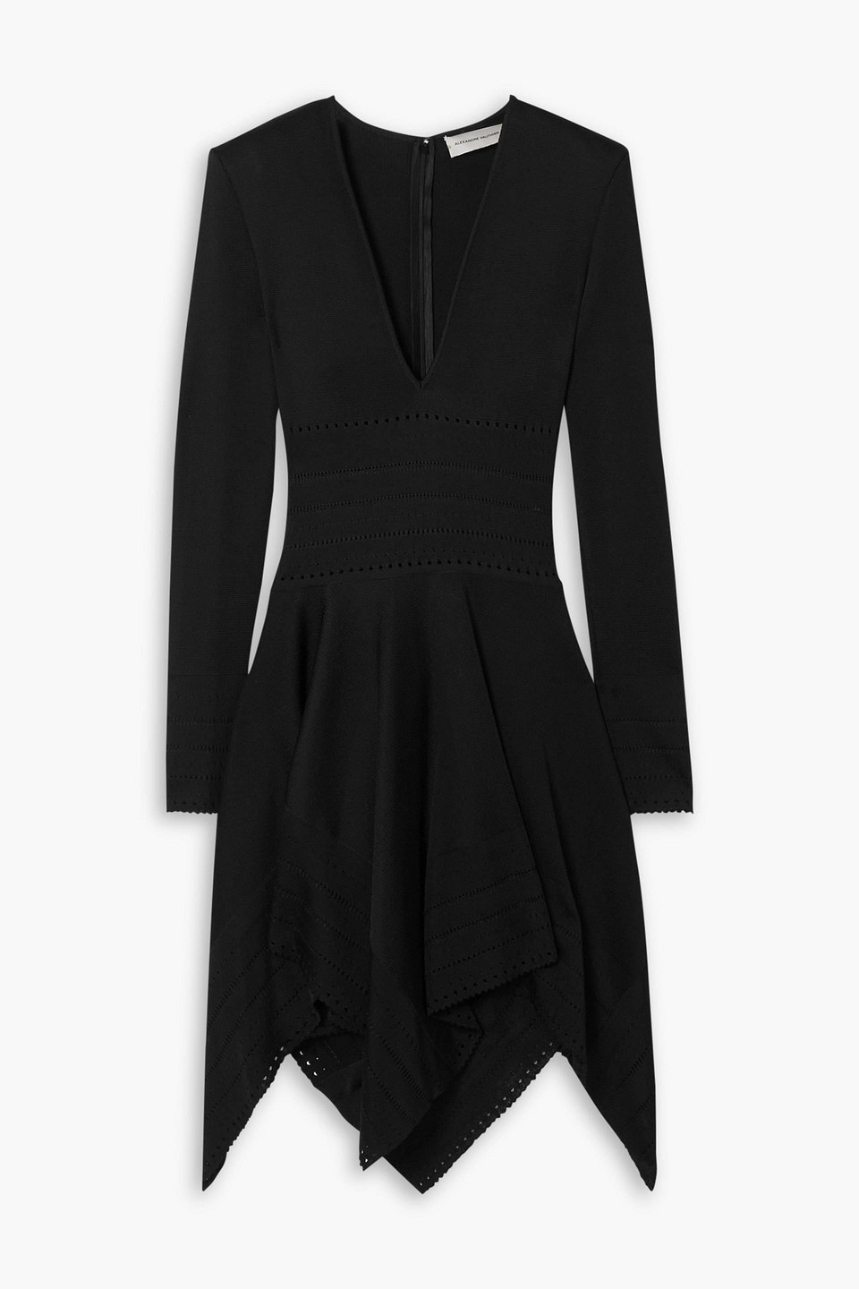 Alexandre Vauthier Asymmetric Stretch Pointelle-knit Dress In Black