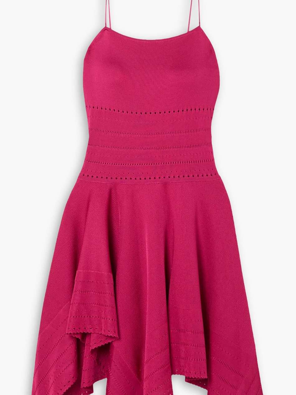 asymmetric pointelle-knit dress