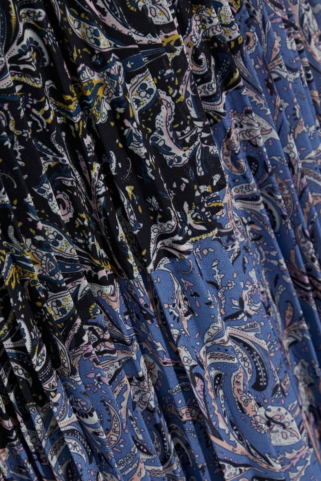MIKAEL AGHAL Pleated patchwork printed crepe de chine maxi dress