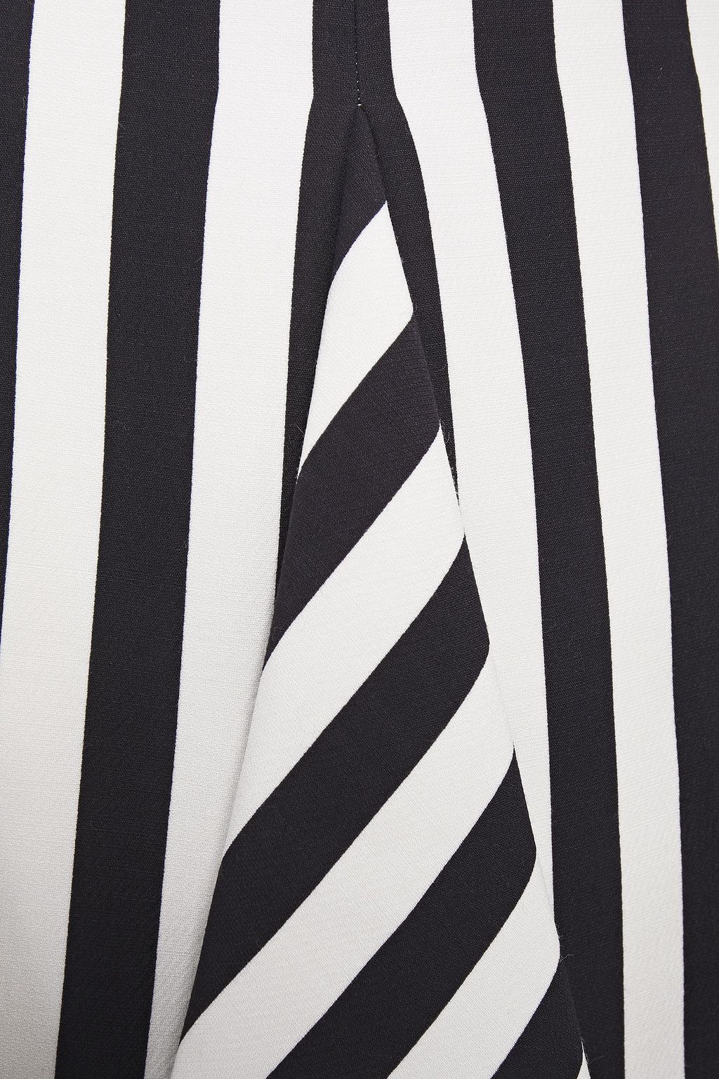VALENTINO GARAVANI Pleated striped wool and silk-blend crepe mini skirt