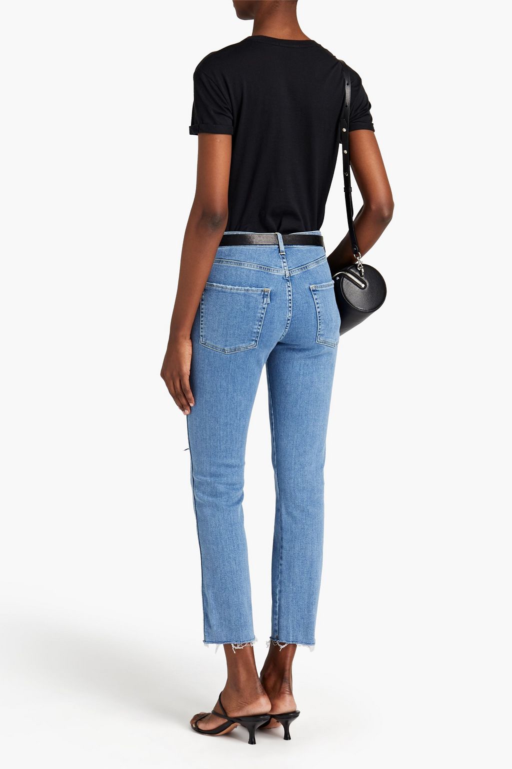 3X1 NYC Cropped distressed high-rise straight-leg jeans