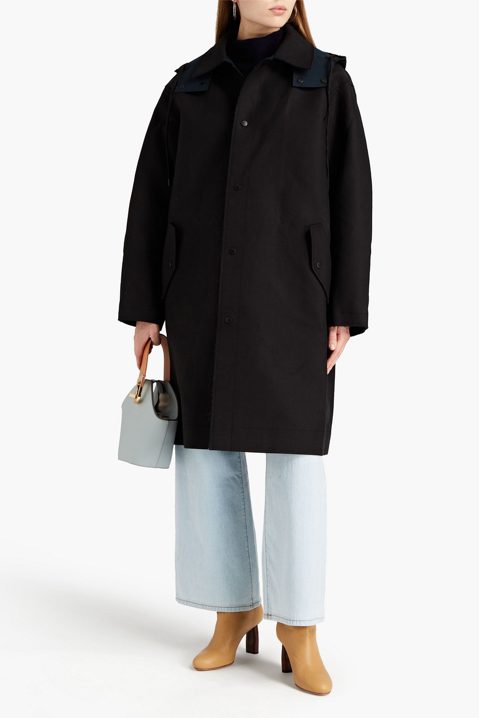Rejina Pyo Blake Cotton Hooded Coat In Black