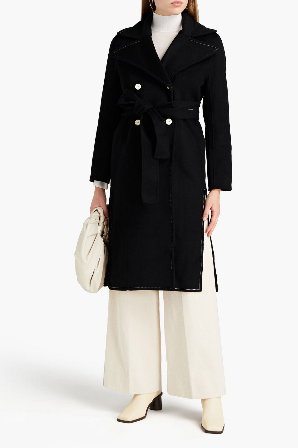 Rejina Pyo Simone Button-detailed Wool-blend Felt Coat In Black