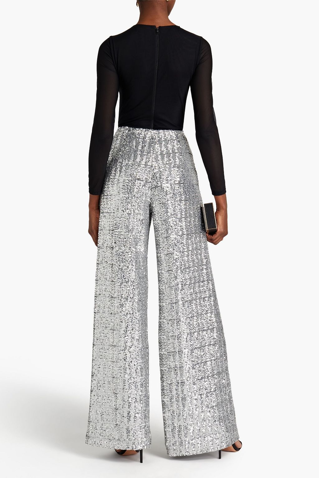 ROLAND MOURET Jervis draped sequined crepe wide-leg pants