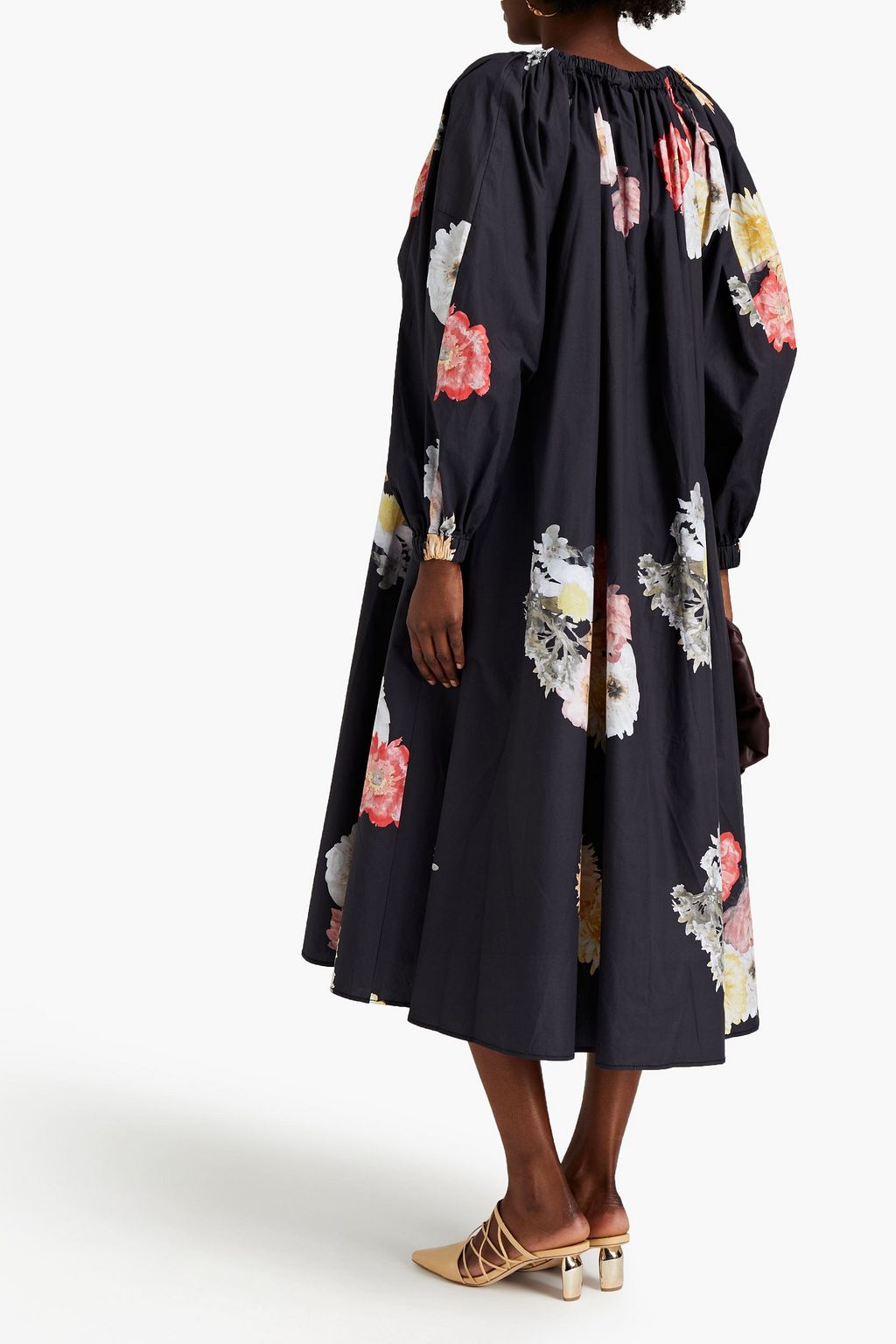 REJINA PYO Myra chain-trimmed floral-print cotton-poplin midi dress
