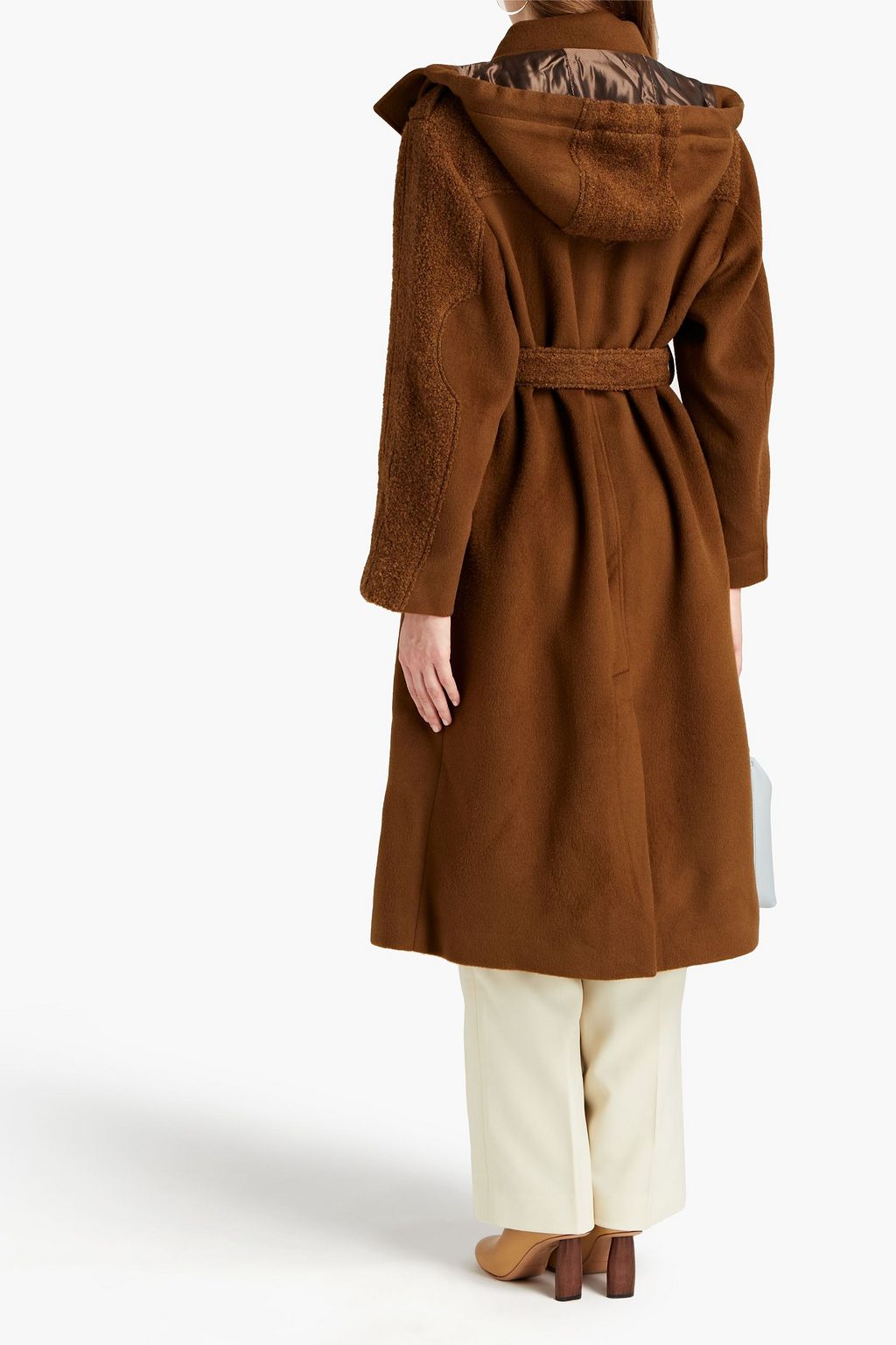REJINA PYO Charlie paneled bouclé and felt hooded coat