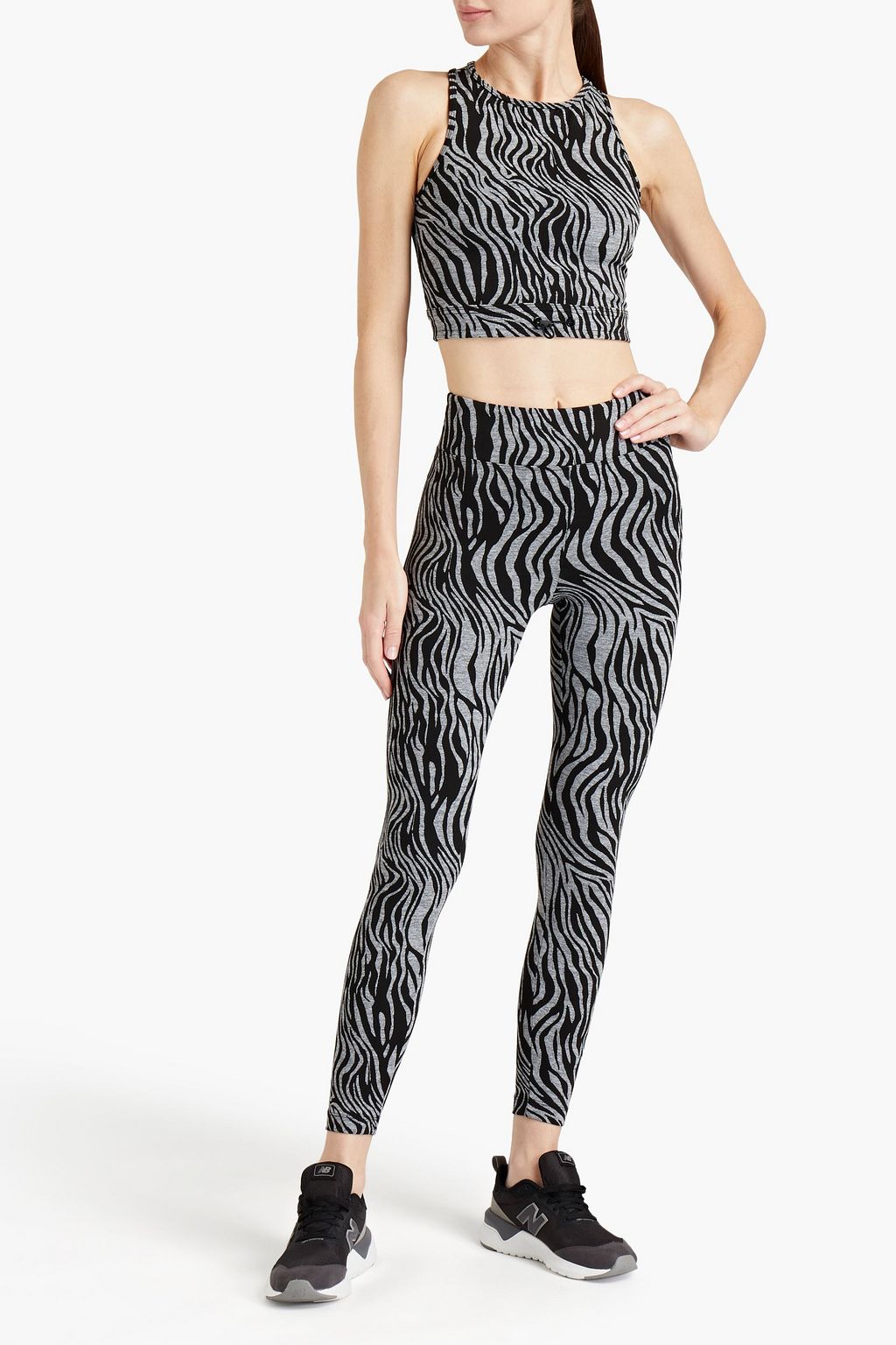 KORAL Leap cropped zebra-print stretch top