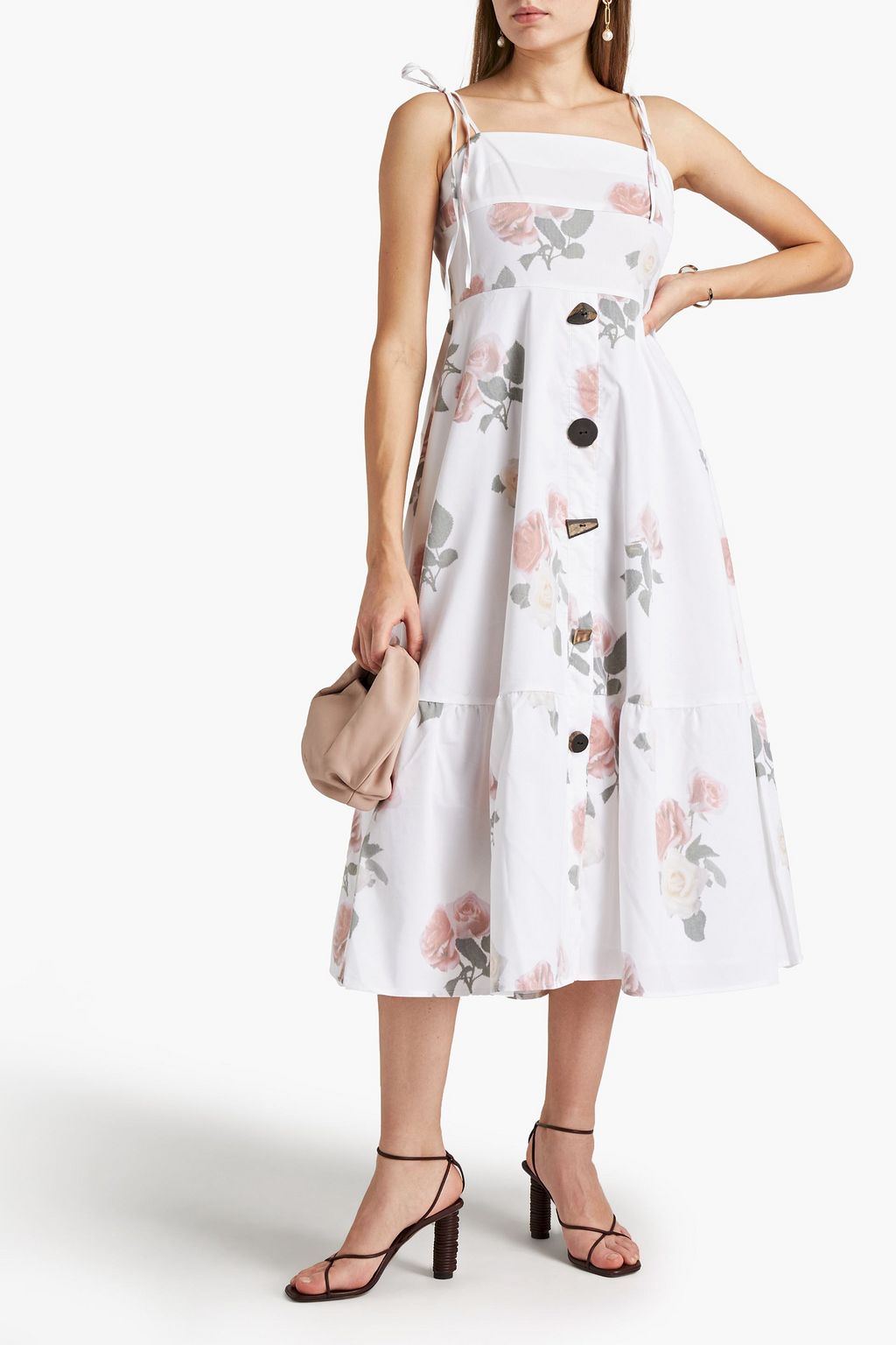 REJINA PYO Maria embellished floral-print cotton-blend midi dress
