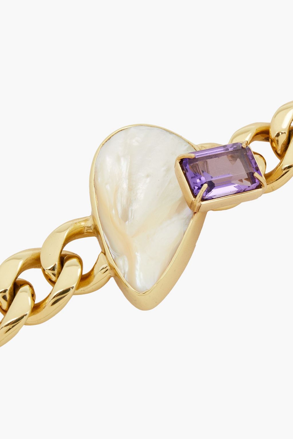 CORNELIA WEBB 24-karat gold-plated, amethyst and mother-of-pearl bracelet