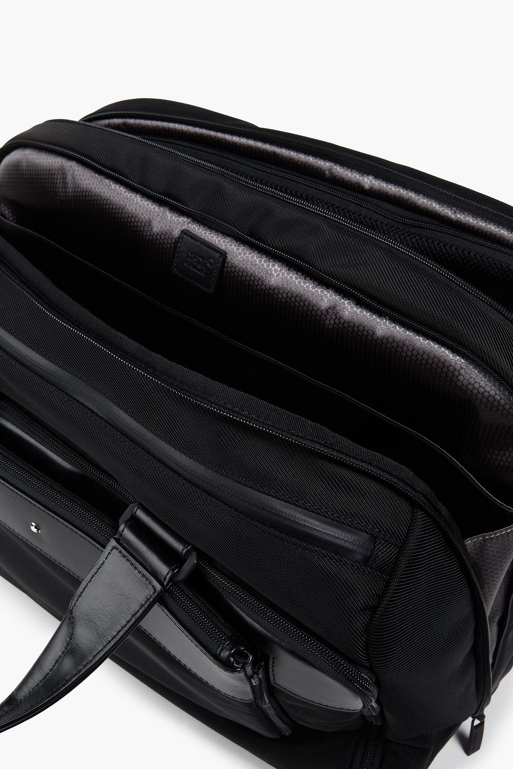 MONTBLANC Nightflight leather-trimmed twill weekend bag