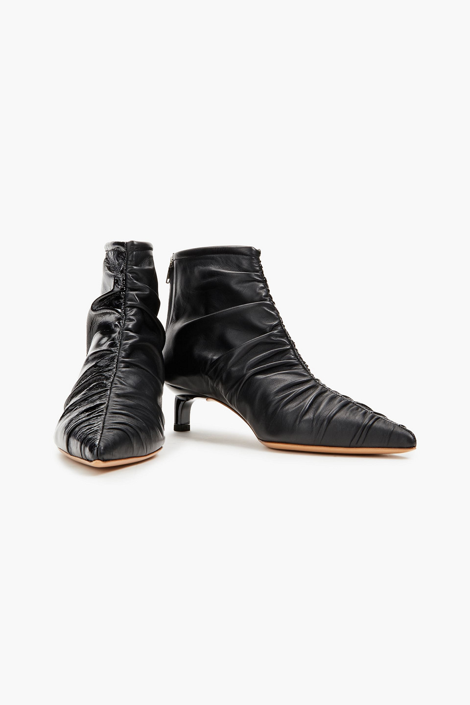 Rejina Pyo Erin Ruched Textured-leather Ankle Boots In Black