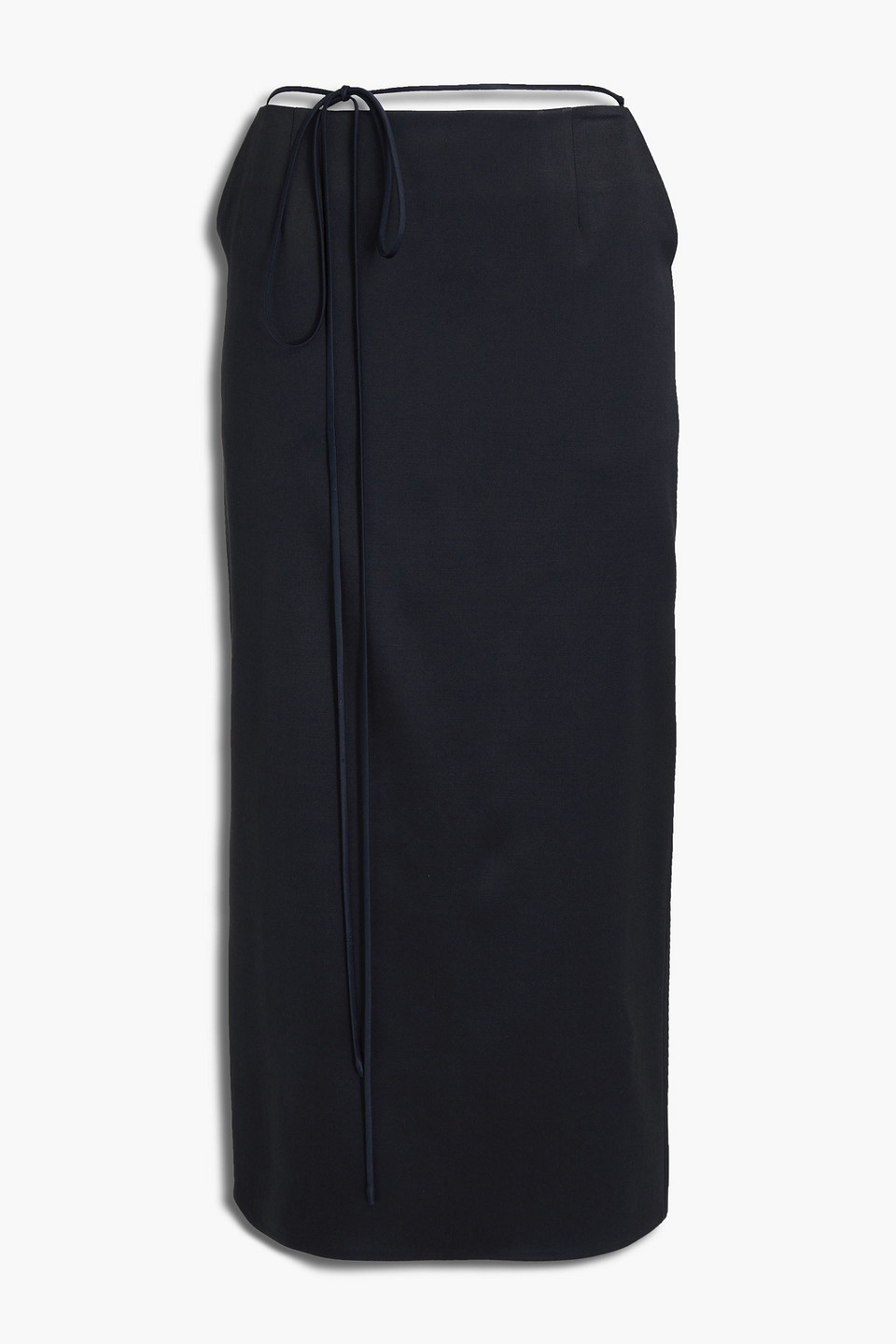 Silk and wool-blend satin midi skirt