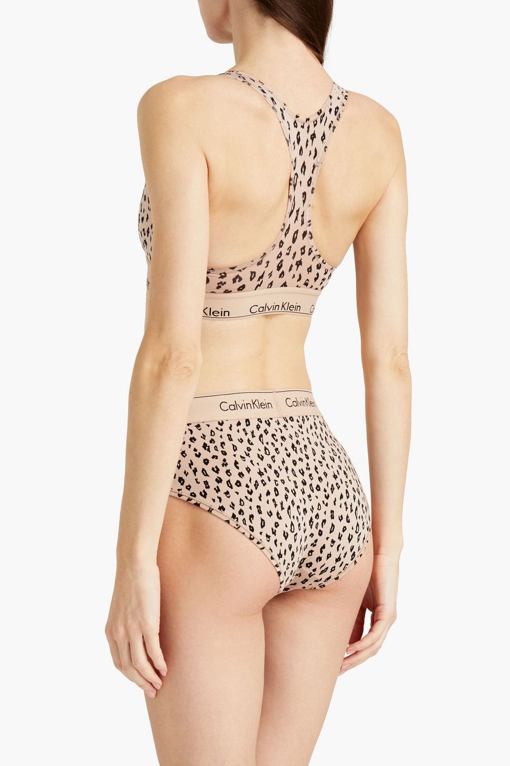 CALVIN KLEIN Leopard-print cotton-blend jersey bralette