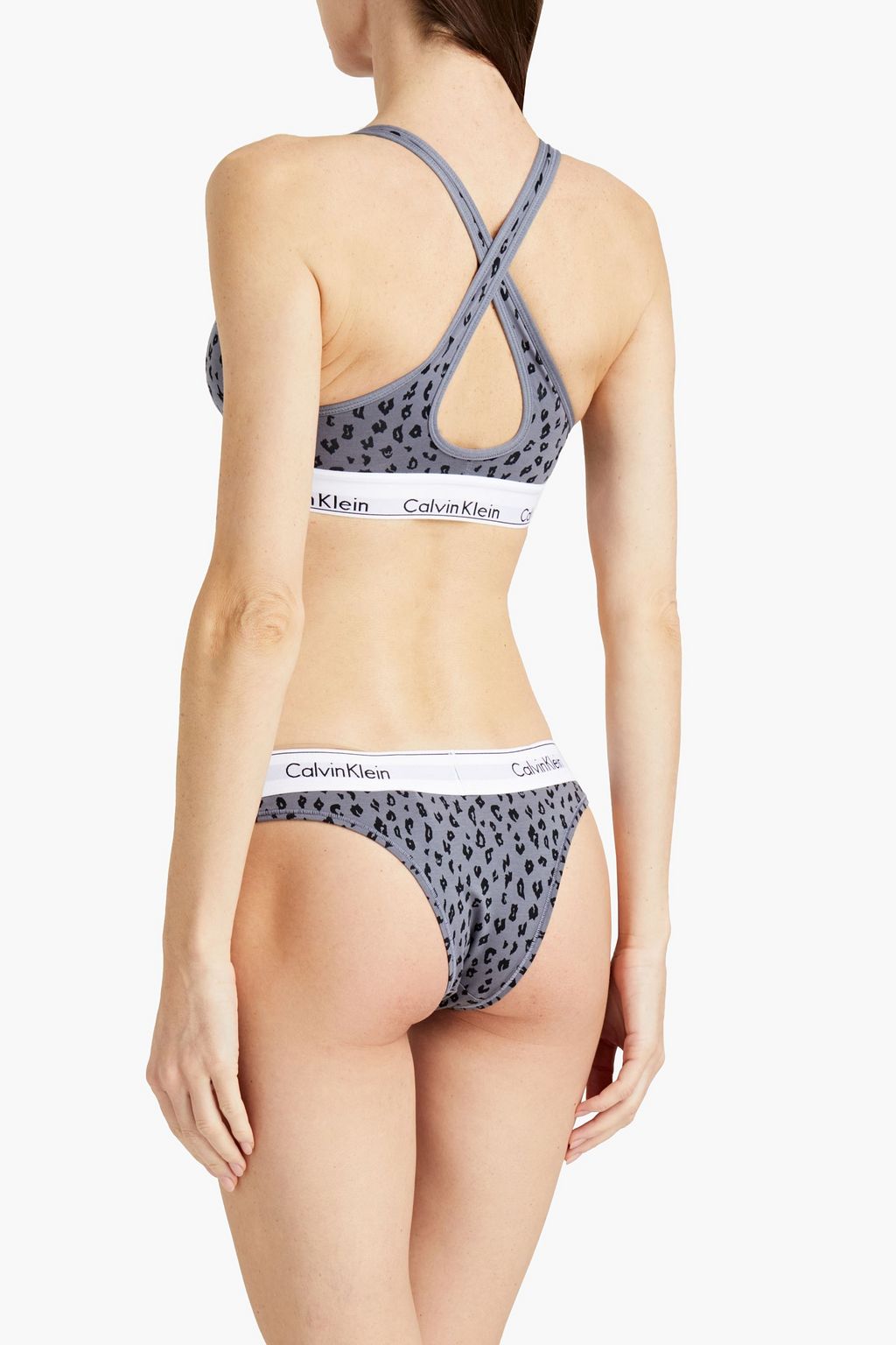 CALVIN KLEIN Leopard-print cotton-blend jersey bralette